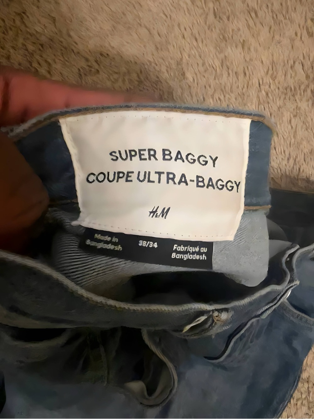 H&M Baggy Men's Jeans in Dark Blue - Picture 4 of 4